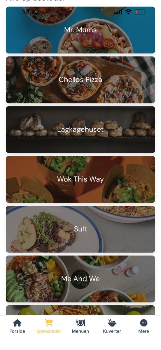 Vælg spisested i Comunchi app